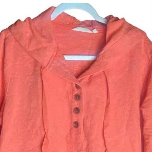 Soft Surroundings Coral Hooded Pullover Tunic Top 1X Women’s Long Sleeve Casual - Picture 3 of 5